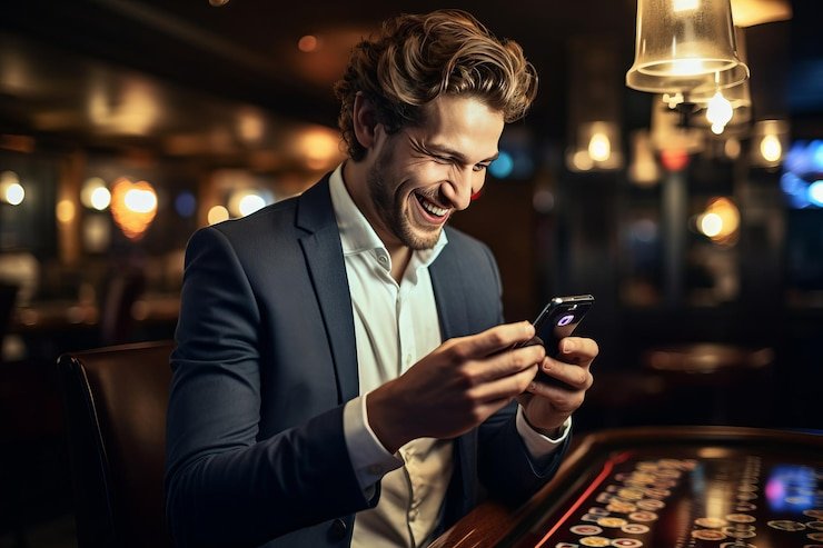 Antarmuka aplikasi prg007 menampilkan meja dealer langsung dengan blackjack dan roulette